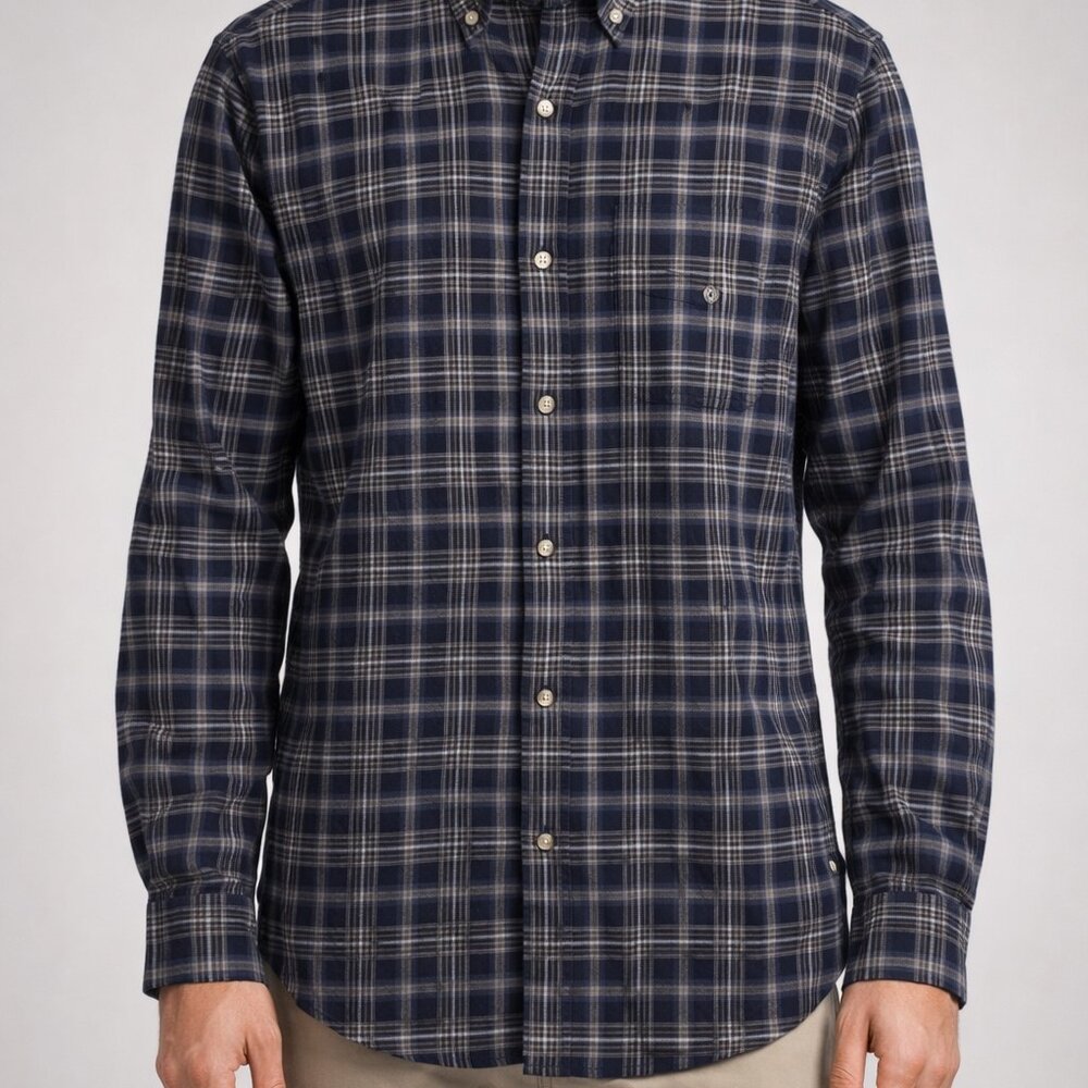 Eddie Bauer Men’s Heritage Flannel Shirt Blue Plaid Long Sleeve NWT